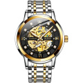 OLEVS 9901 Men Mechanical Watch Luxury Brand Fashion Casual Watches Man Waterpreef Hollow Cool Black Leather Wristwatch